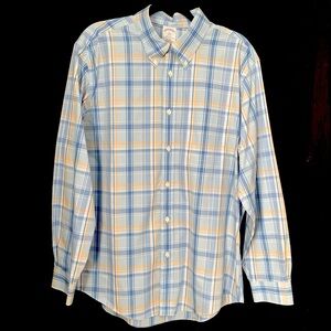 Brooks Brothers 100% Cotton Plaid Buttoned Front Long Sleeves Regent Shirt